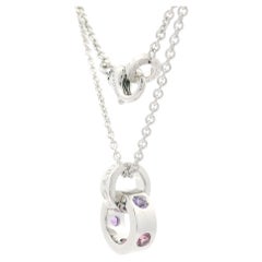 Collana con anelli intrecciati Bvlgari in oro 18k con tormalina rosa e ametista Sorbet