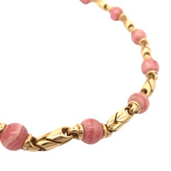 Bvlgari, collier et boucles d'oreilles en or 18 carats avec perles de rhodochrosite