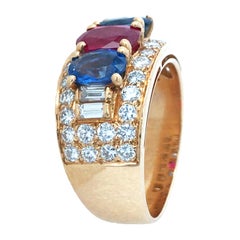 Bvlgari, 18K Gold Ruby Sapphire Diamond Ring, AGL