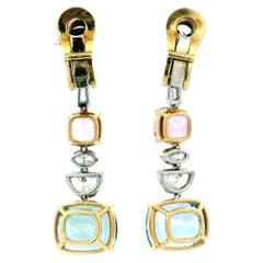 Bvlgari 18K Gold sapphire and diamond Vintage Earrings.