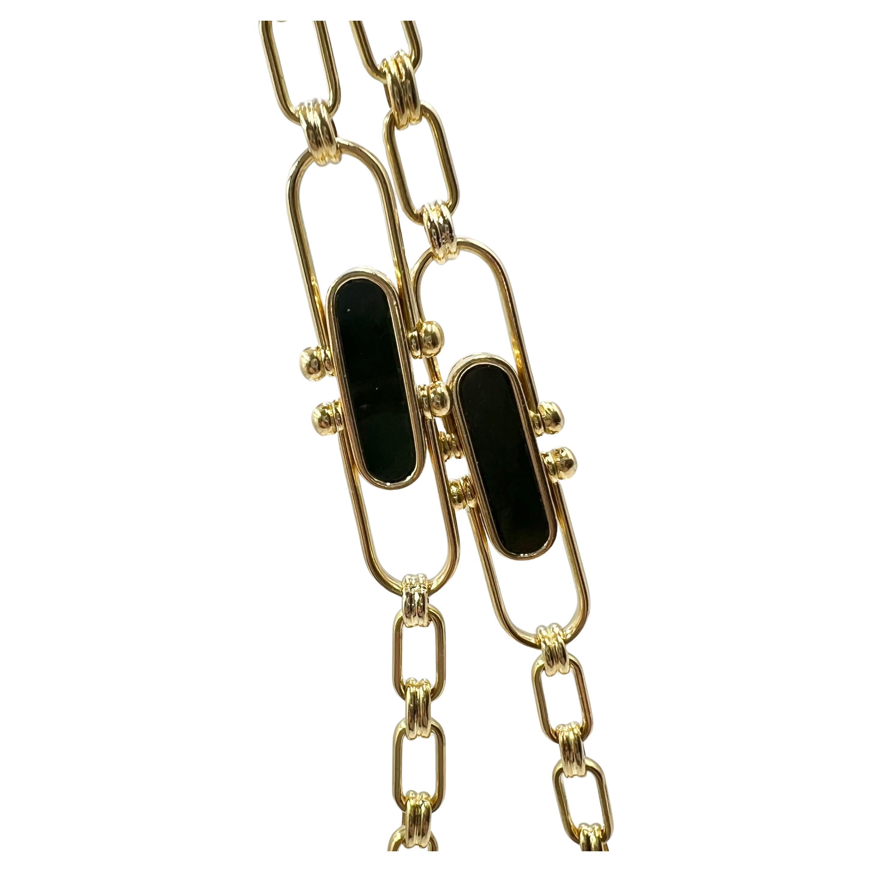 Tumbled Bvlgari 18k Gold Tiger Eye Onyx Paperclip 36