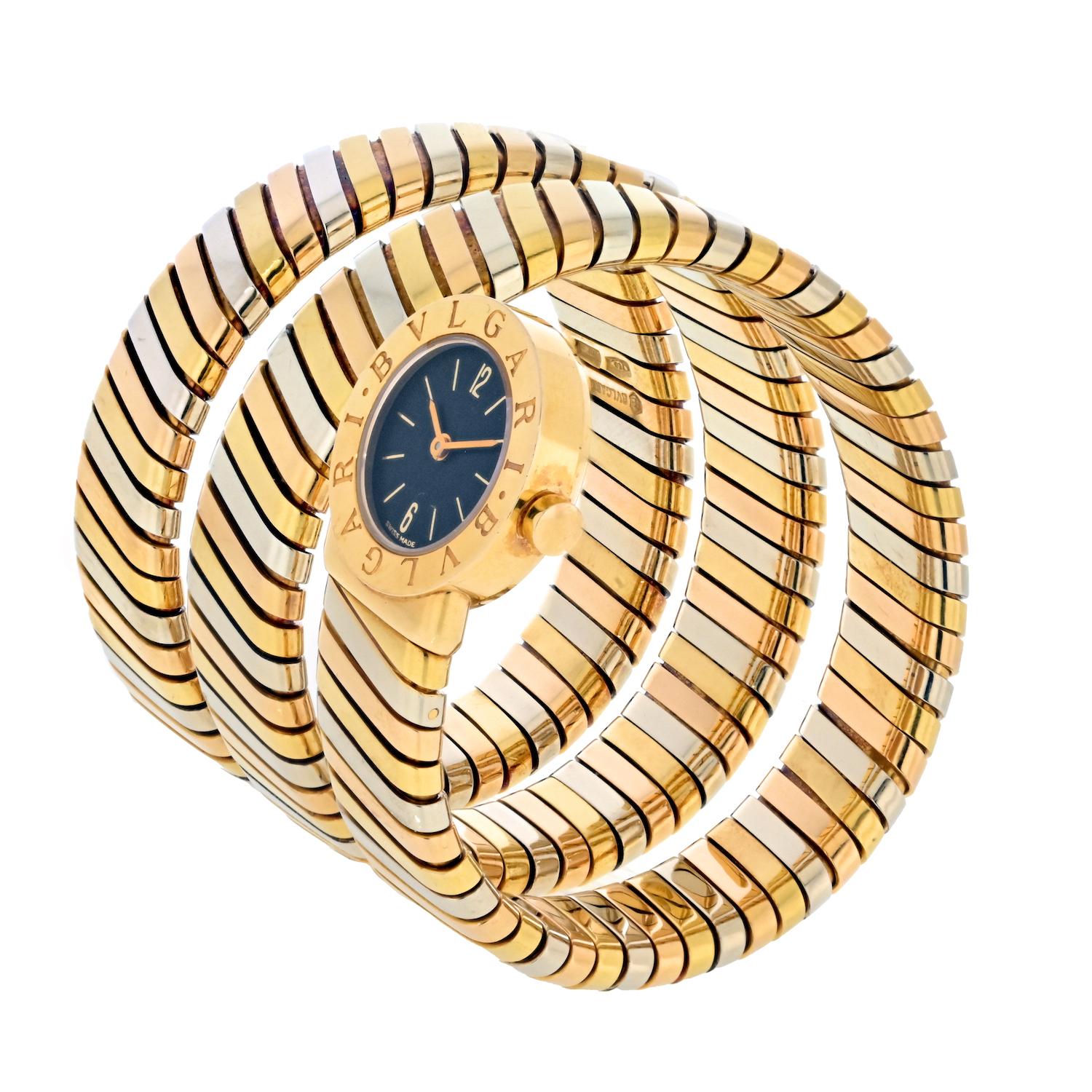 Modern Bvlgari 18K Gold Tri Color BB191T Serpenti Tubogas Watch For Sale