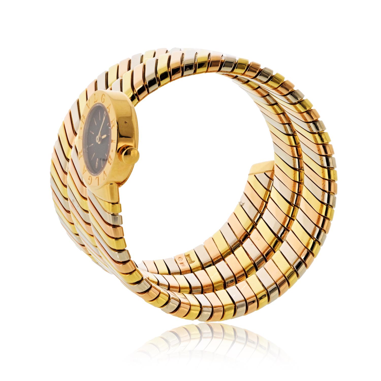 Moderne Bvlgari Montre Tubogas Serpenti en or 18 carats tricolore BB191T