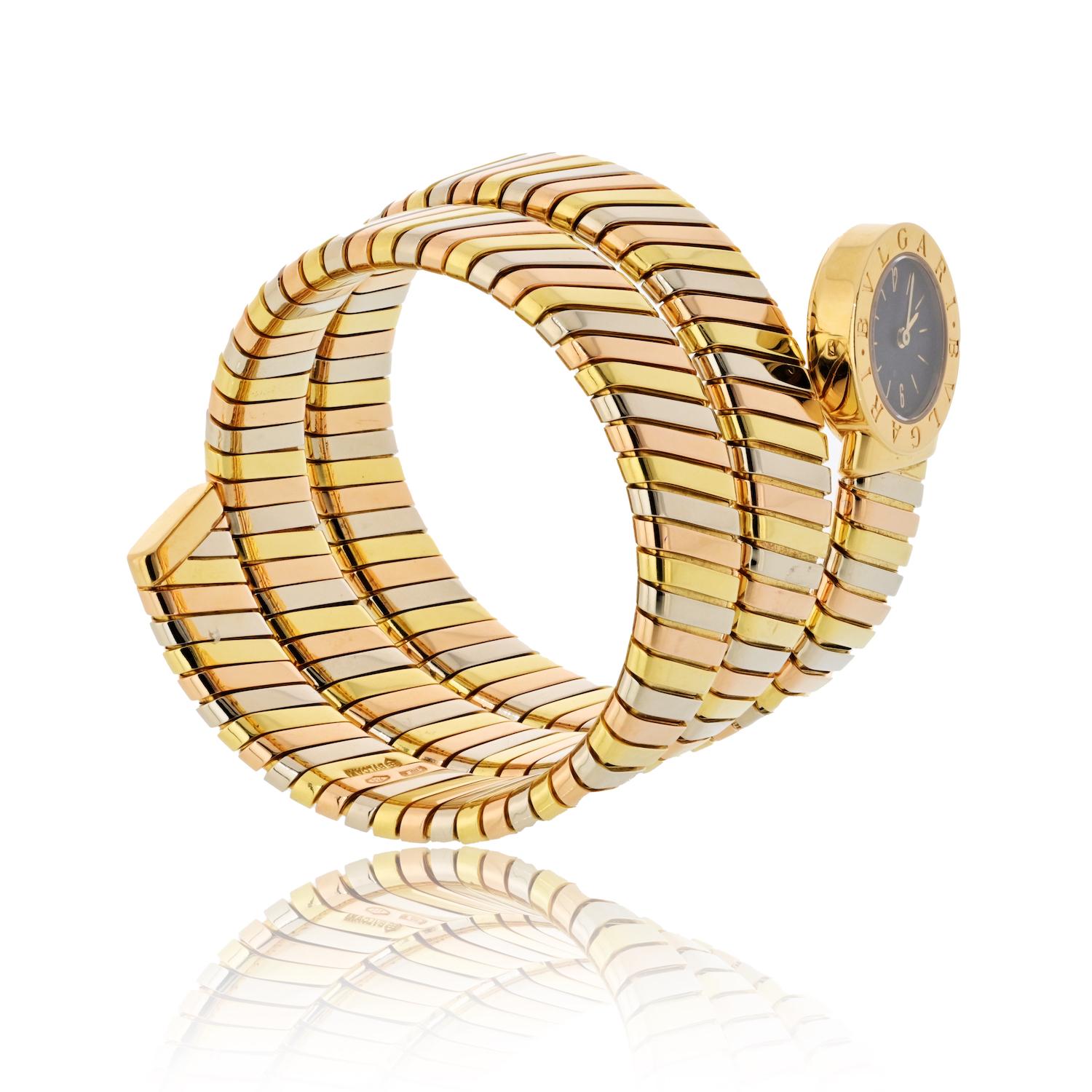Bvlgari Montre Tubogas Serpenti en or 18 carats tricolore BB191T Excellent état à New York, NY
