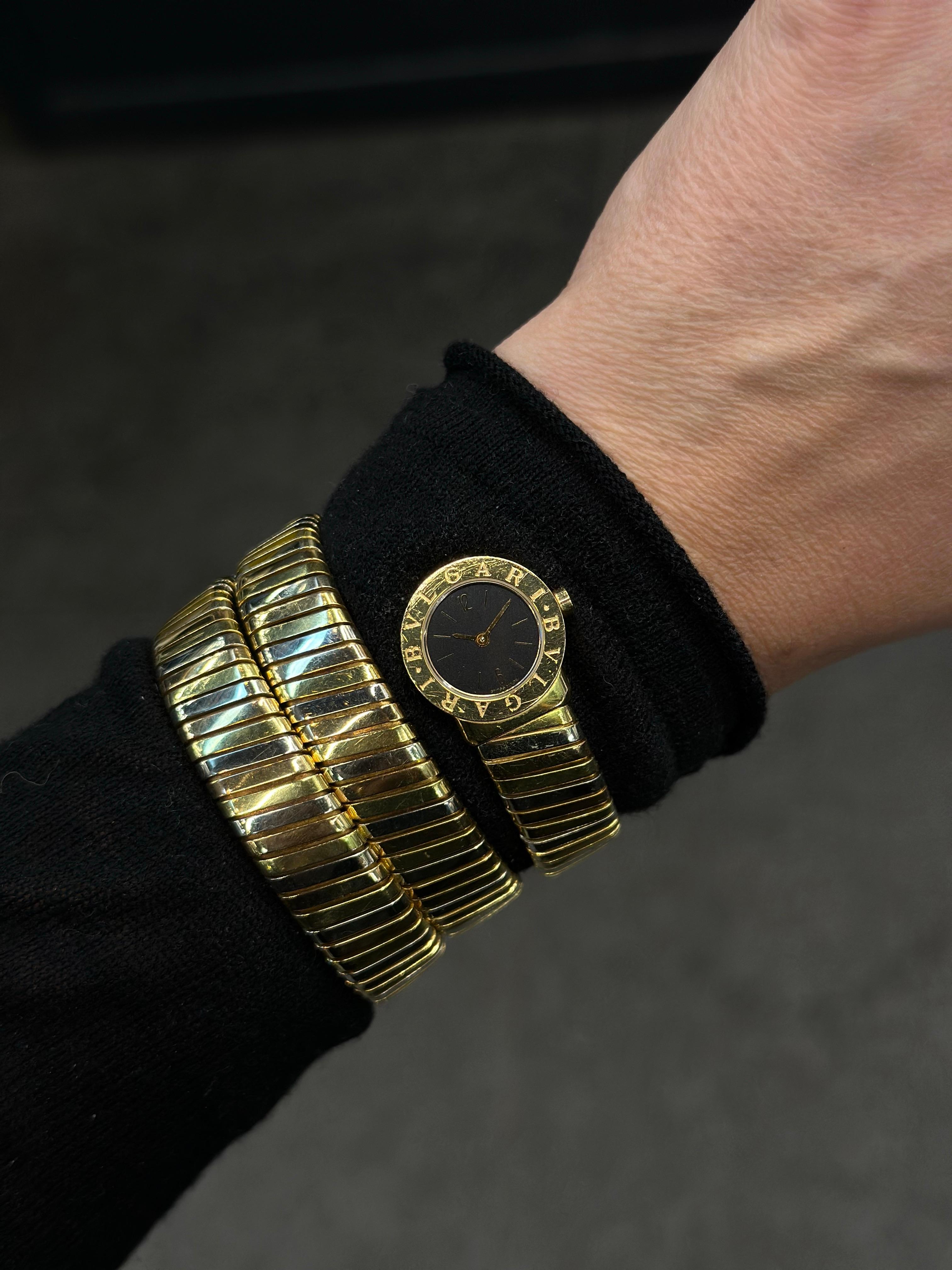 Bvlgari Montre Tubogas Serpenti en or 18 carats tricolore BB191T en vente 1