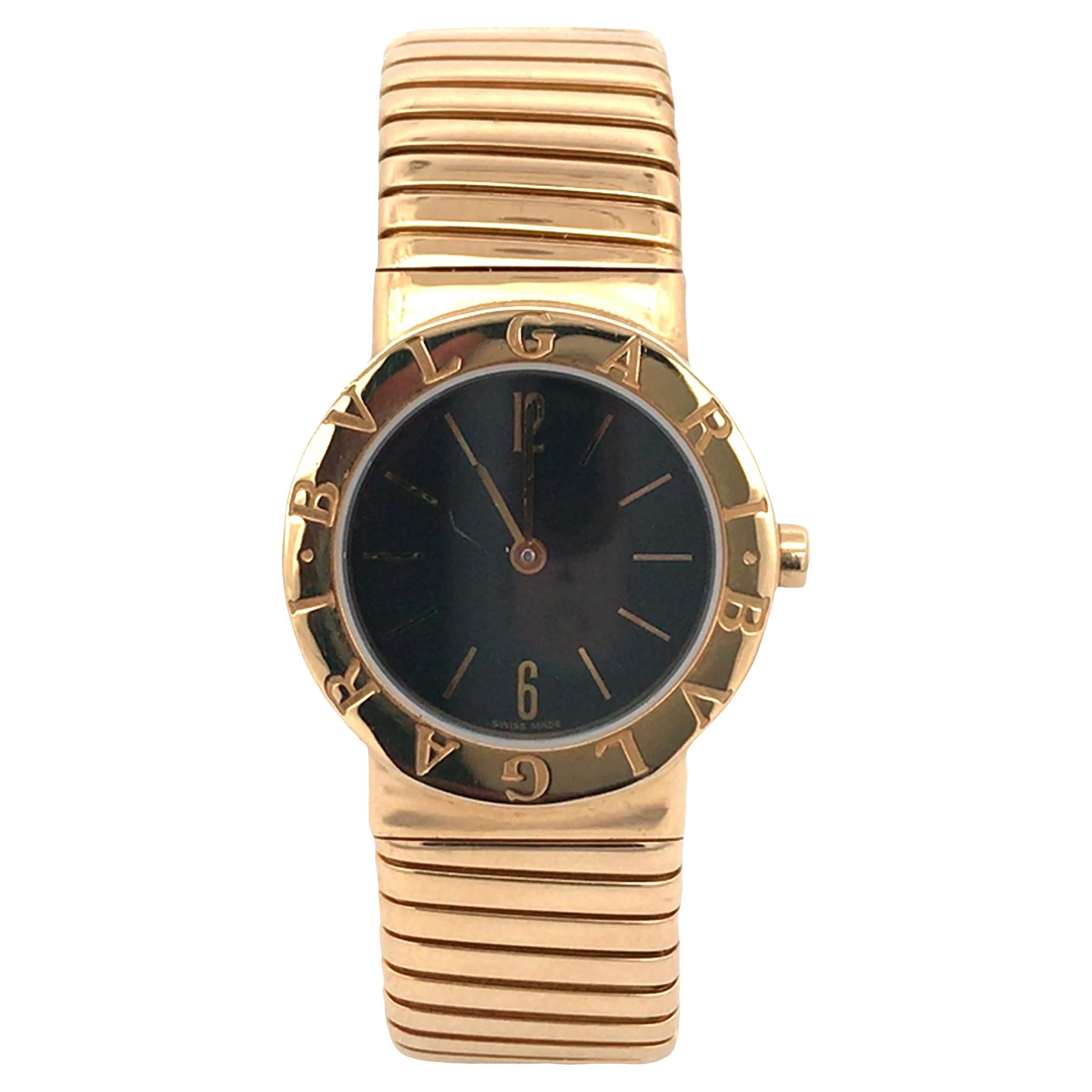 Bvlgari, 18k Gold Tubogas Bracelet Quartz Watch