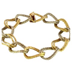 Vintage Bvlgari 18K Gold Two-Tone Twisted Double Rope Link Bracelet