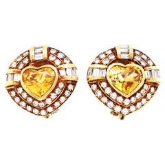 Bvlgari, Pendientes Zafiro Amarillo Oro 18K Diamante