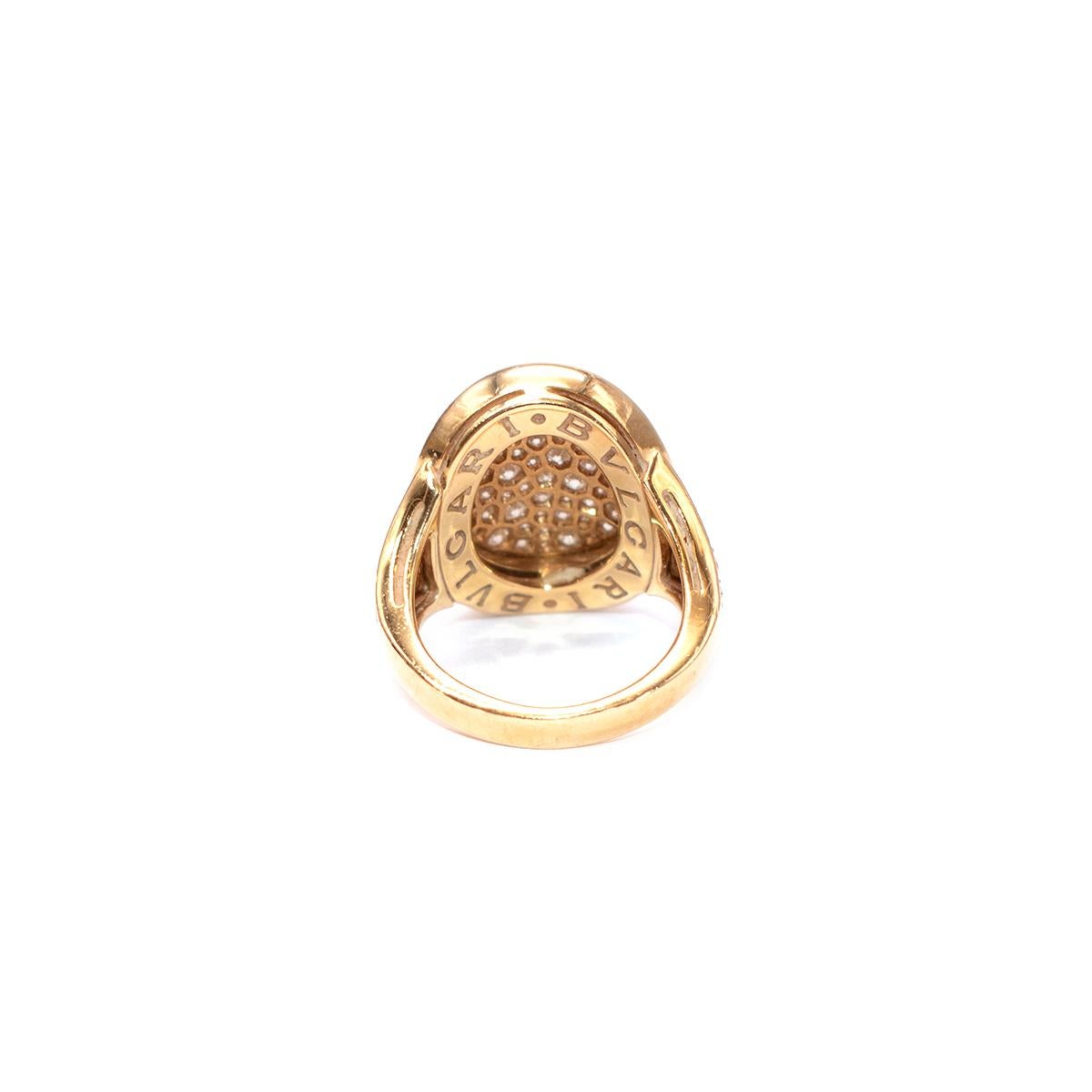 Modern Bvlgari 18k Pink Gold Pave Diamond Bvlgari-Bvlgari Ring