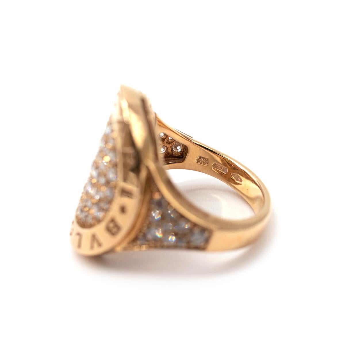 Women's Bvlgari 18k Pink Gold Pave Diamond Bvlgari-Bvlgari Ring