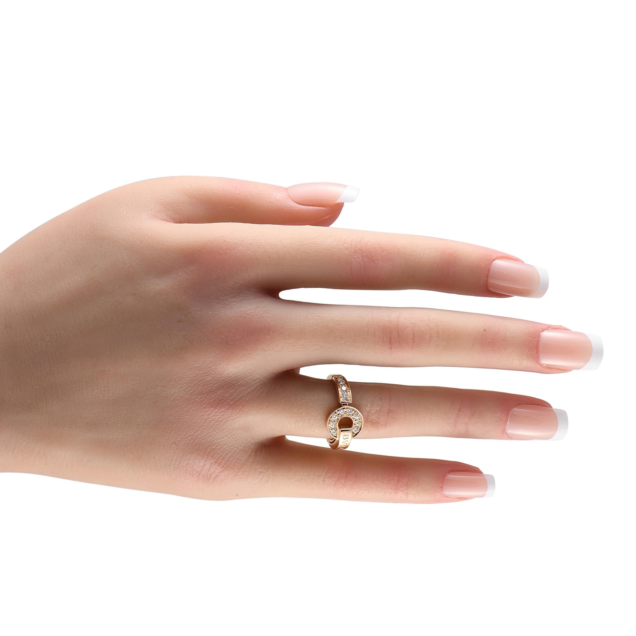 Round Cut Bvlgari 18K Rose Gold 0.28ct Diamond Ring