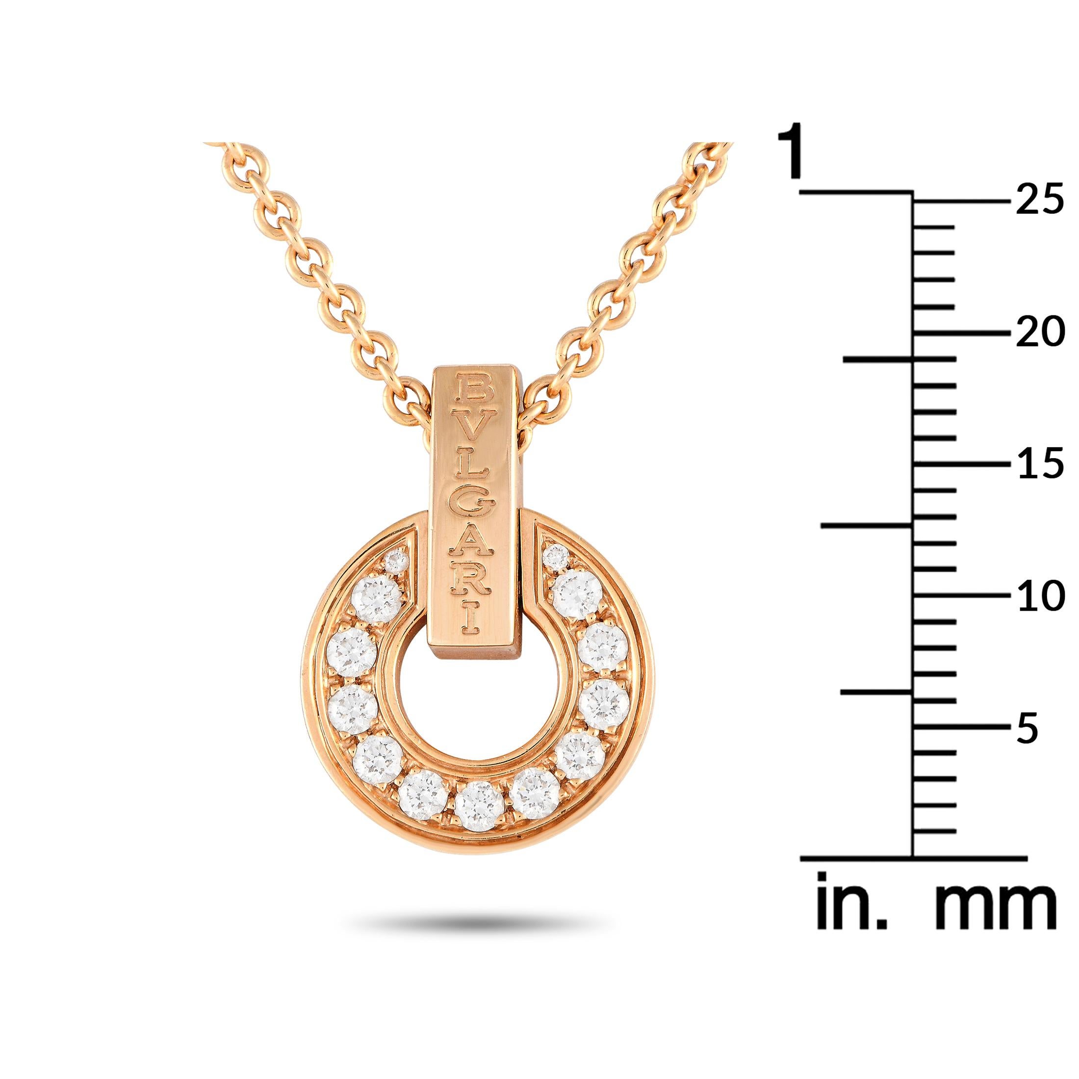 Bvlgari 18 Karat Roségold 0,37 Karat Diamant-Halskette BV14-012924 im Zustand „Hervorragend“ in Southampton, PA