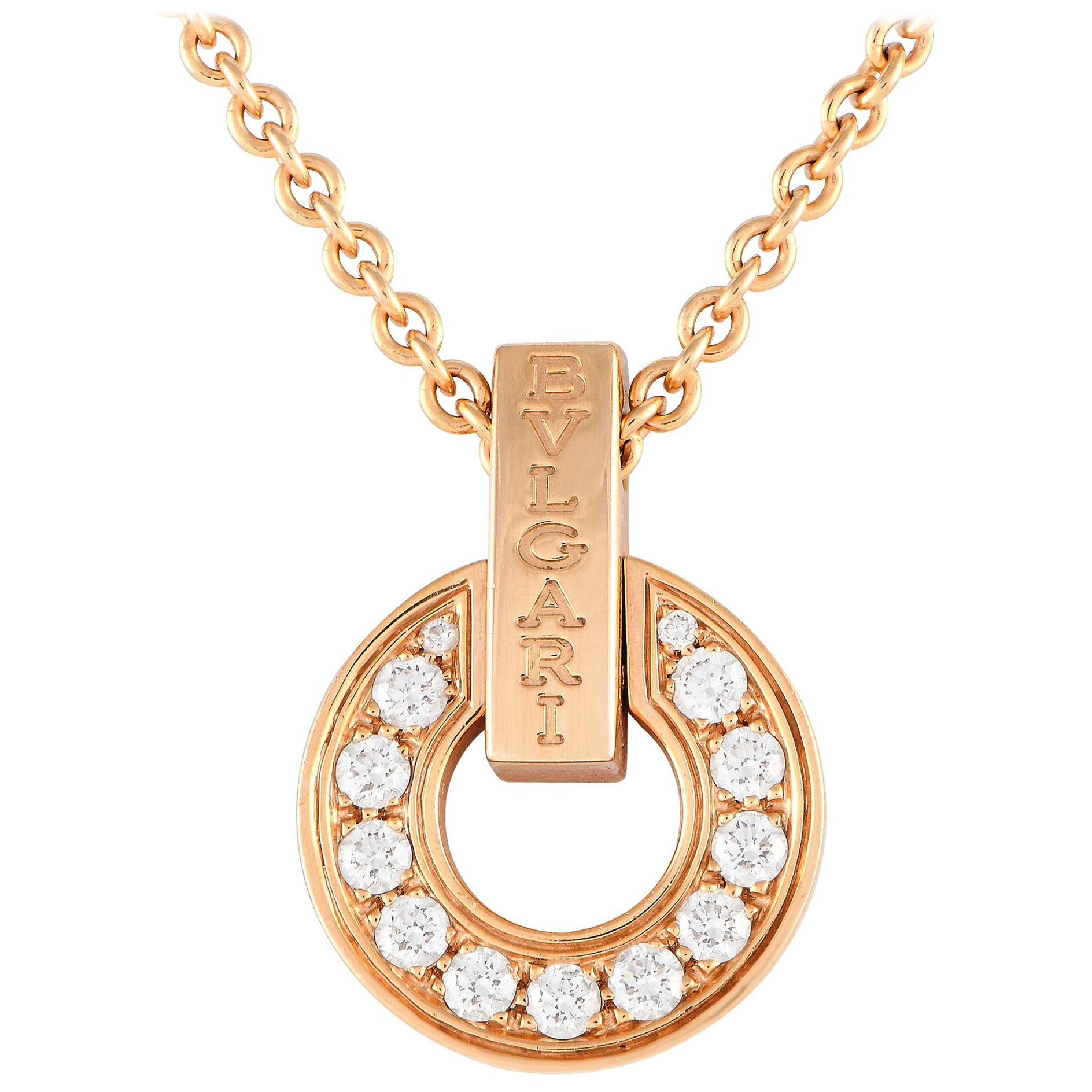 Bvlgari 18 Karat Roségold 0,37 Karat Diamant-Halskette BV14-012924