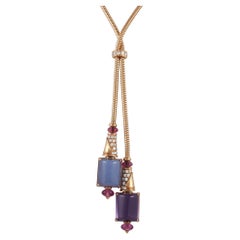 Bvlgari Halskette, 18 Karat Roségold 0,85 Karat Diamant, Chalcedon, Amethyst, Turmalin
