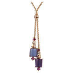 Bvlgari 18K Rose Gold 0.85ct Diamond, Chalcedony, Amethyst, Tourmaline Necklace