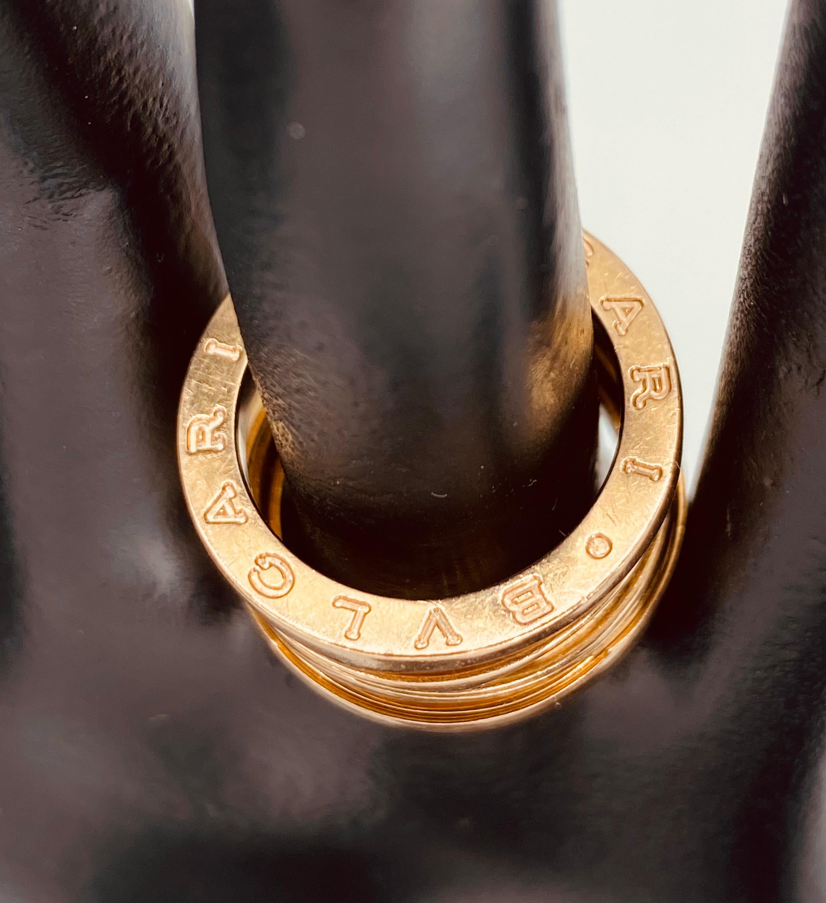 Bvlgari Bague à 3 anneaux en or rose 18 carats B ZERO1 - Taille 6 Unisexe en vente