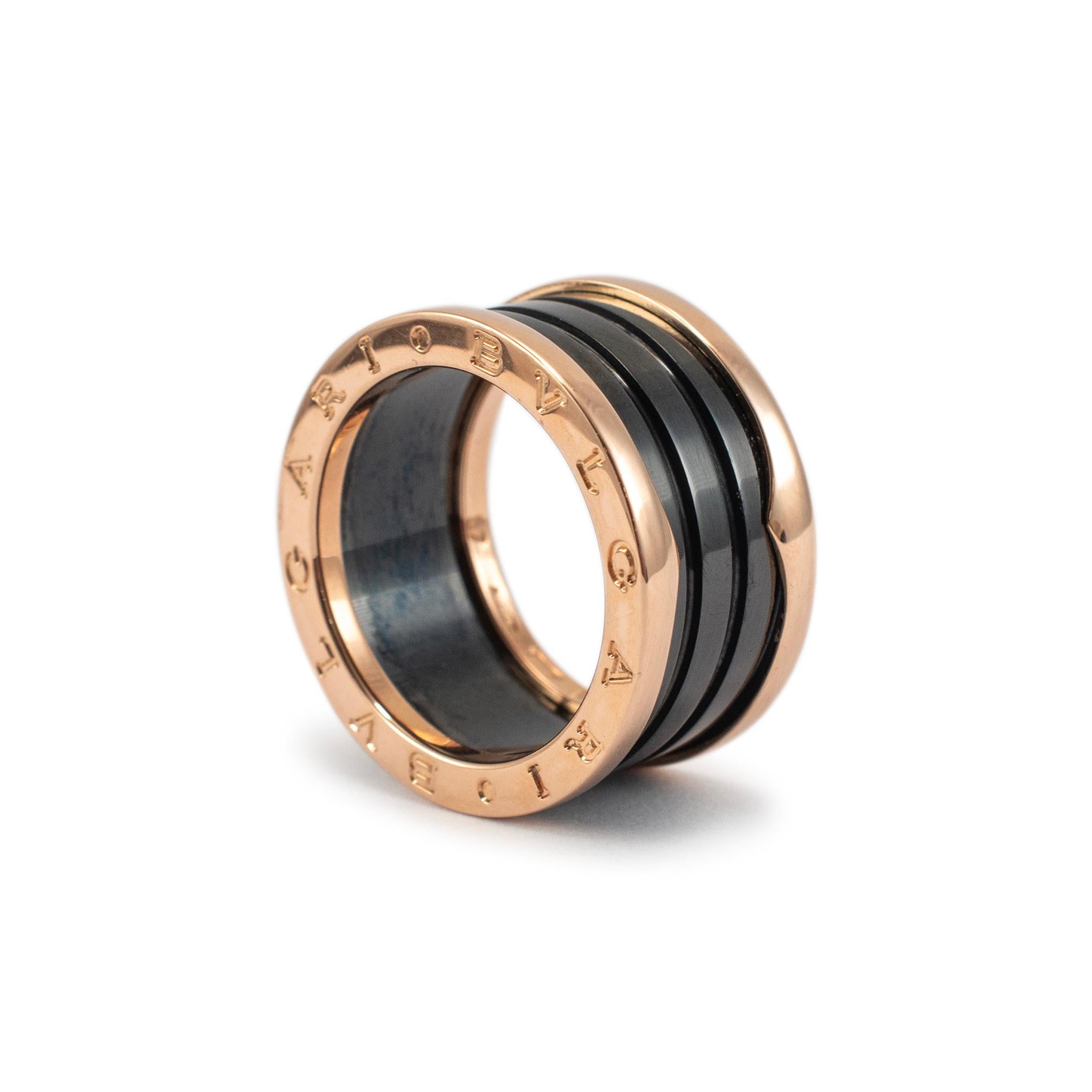 Bvlgari 18K Roségold Schwarzer Keramik B.zero1 Vier-Ring mit vier Ringen im Zustand „Hervorragend“ in Houston, TX