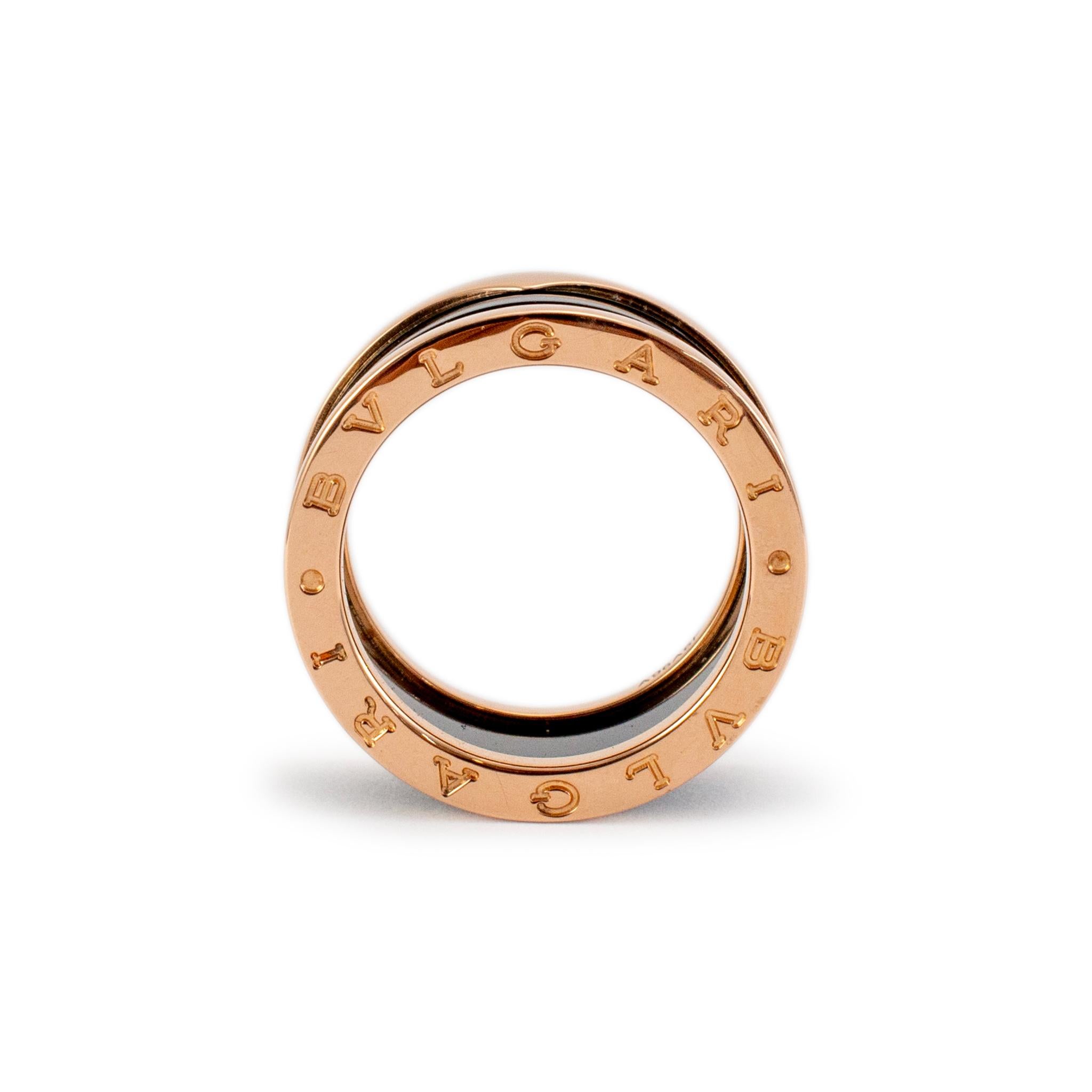 Bvlgari 18K Roségold Schwarzer Keramik B.zero1 Vier-Ring mit vier Ringen Damen