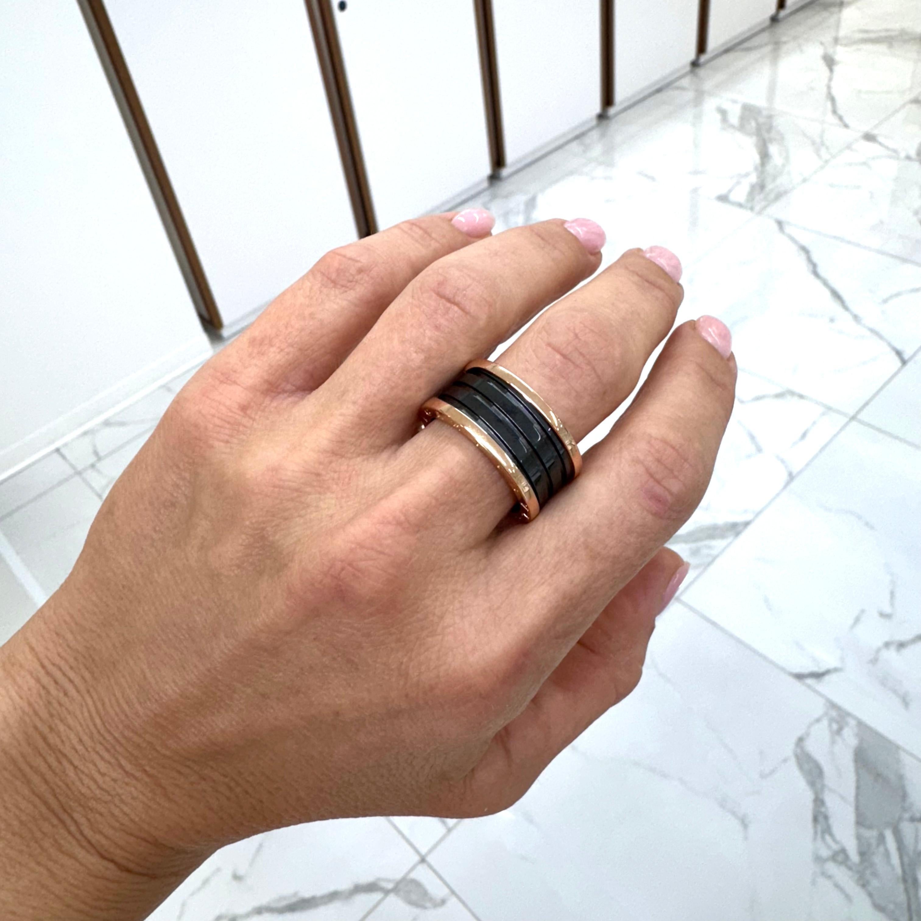Bvlgari 18K Rose Gold Black Ceramic B.zero1 Four-Band Ring 2