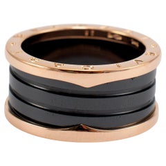 Bvlgari 18K Rose Gold Black Ceramic B.zero1 Four-Band Ring