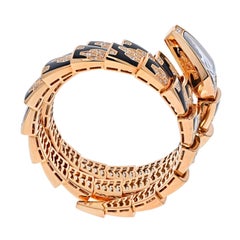 Bvlgari 18K Rose Gold Black Enamel Diamond SP P 26G Ladies Watch