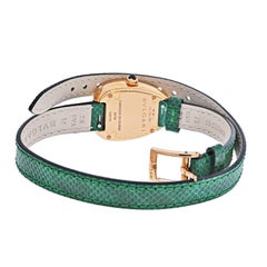 Bvlgari 18K Rose Gold Diamond Serpenti on a Green Leather Strap Watch