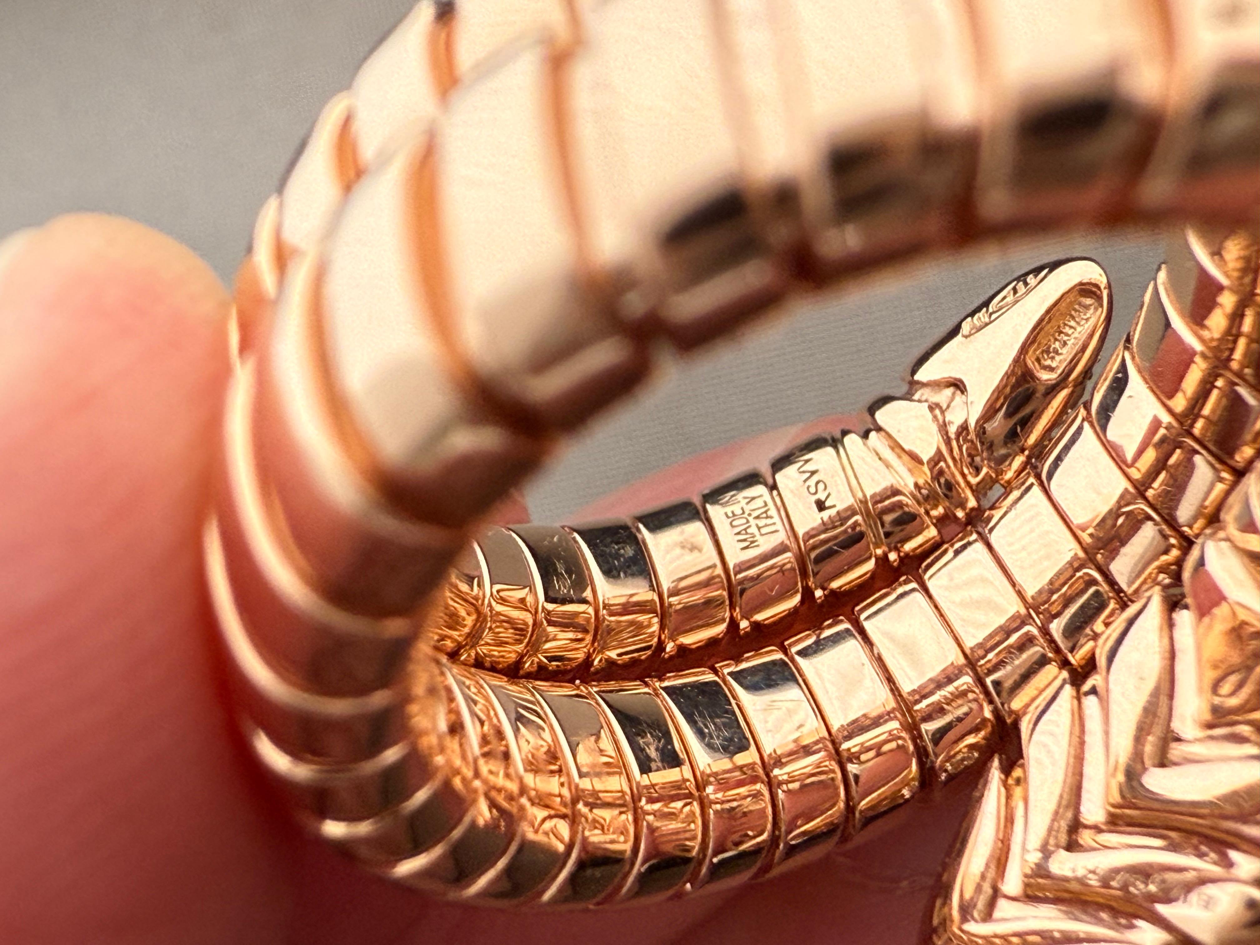 Bvlgari 18K Rose Gold Diamond Serpenti Tubogas Band Ring Large Size For Sale 10