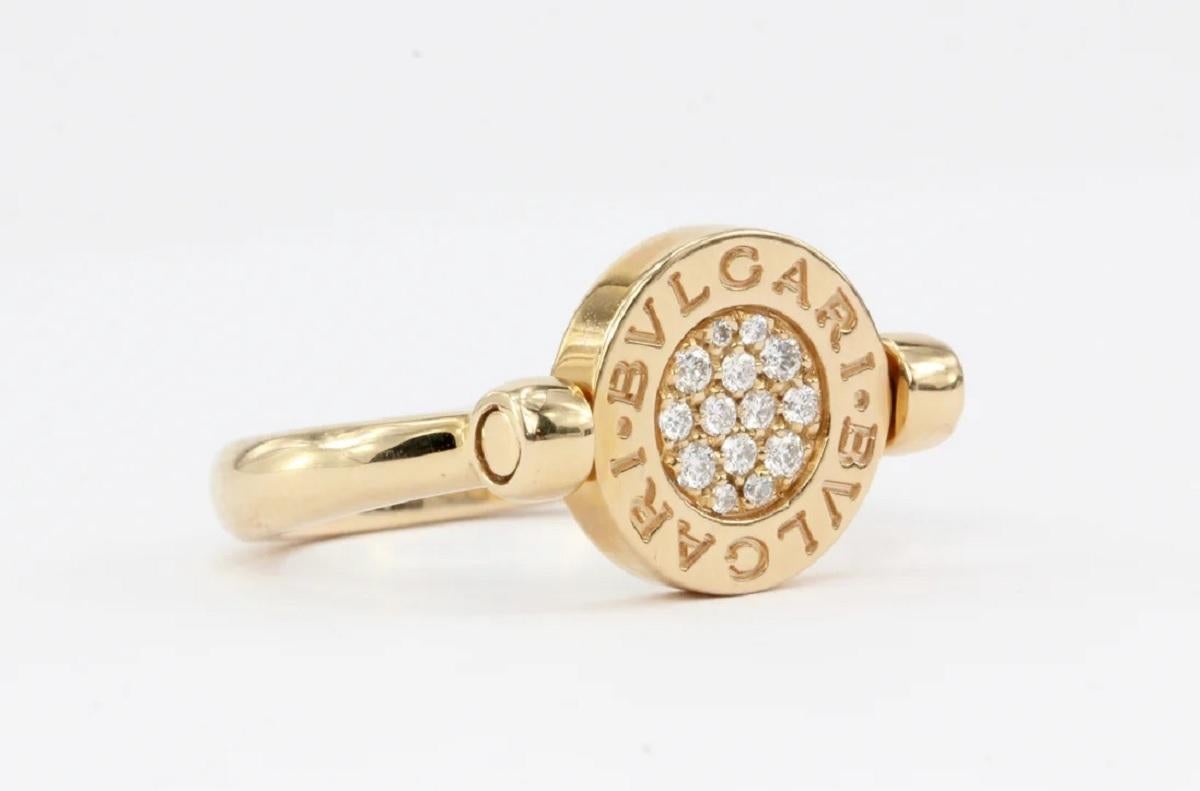 Rose Cut Bvlgari 18k Rose Gold Flip Ring Set W/Mother of Pearl and Pave Diamonds For Sale