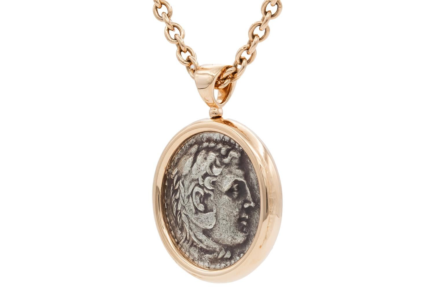 Bvlgari Colgante Collar Moneda Antigua Monete Oro Rosa 18k 347707 Contemporáneo en venta