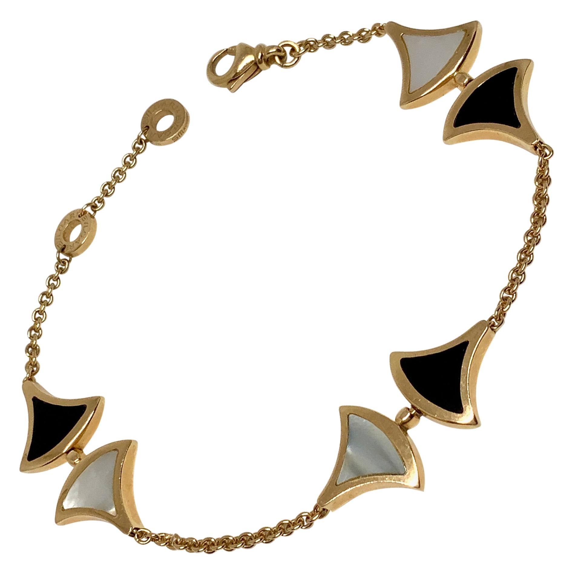 Bvlgari 18K Rose Gold Mother-of-Pearl Onyx Divas' Dream Bracelet