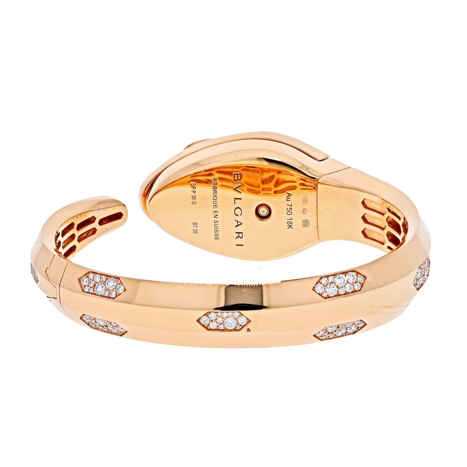 Round Cut Bvlgari 18K Rose Gold Serpenti Misteriosi Secret Watch