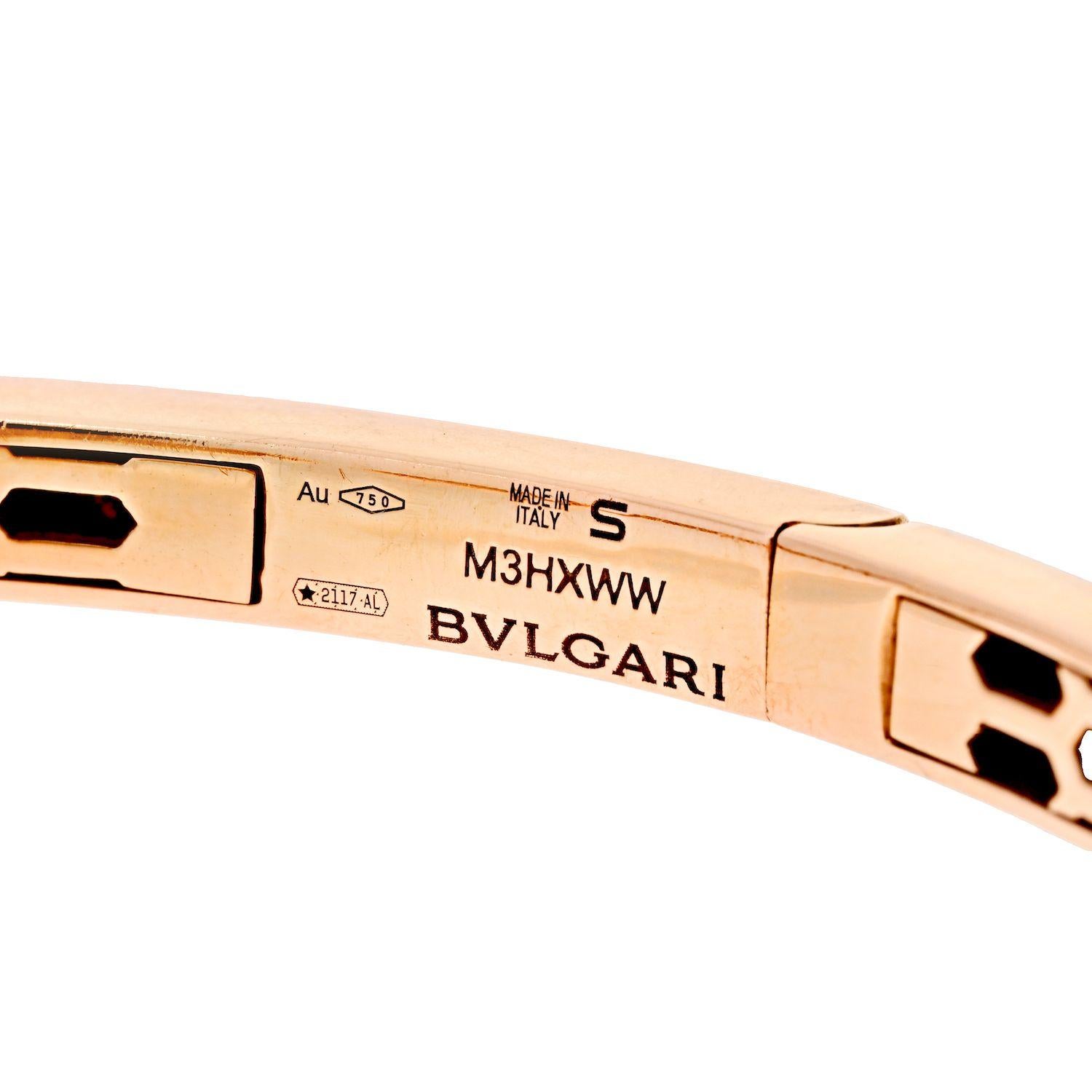 Bvlgari 18 Karat Roségold Serpenti Petite Diamant-Schlangenarmreif (Rundschliff)