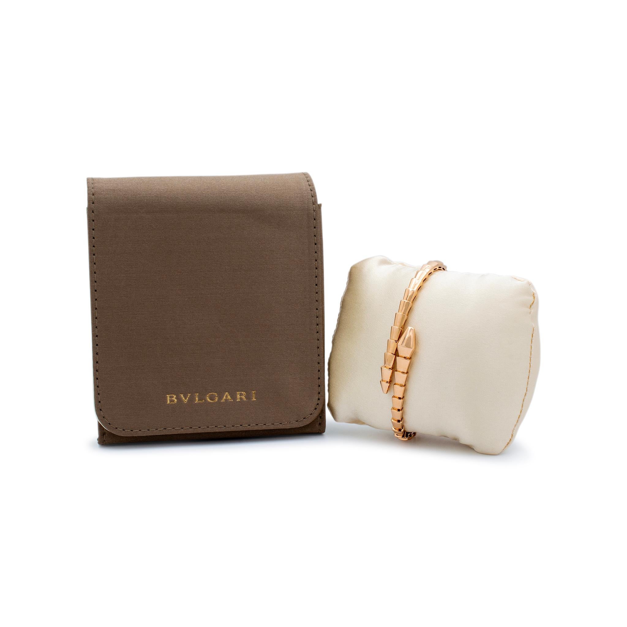 Flexibler Bvlgari 18K Roségold Serpenti Viper Armreif Armband Damen