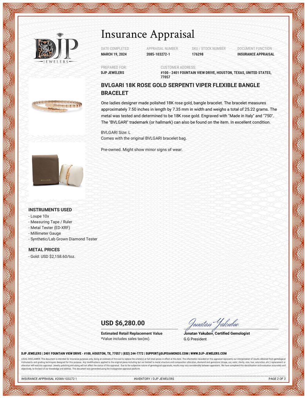Bvlgari 18K Rose Gold Serpenti Viper Flexible Bangle Bracelet For Sale 4