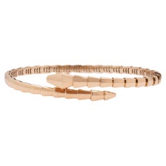 Used Bvlgari 18K Rose Gold Serpenti Viper Flexible Bangle Bracelet
