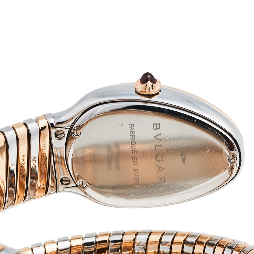 Contemporary Bvlgari 18k Rose Gold Stainless Steel Diamonds Tubogas Women's Wristwatch 23mm