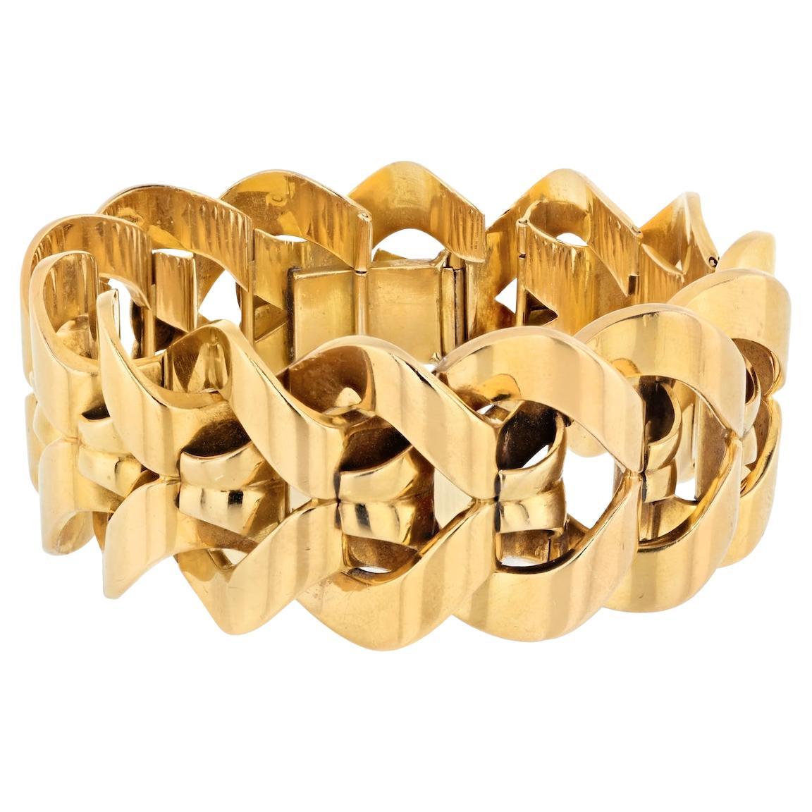 Bvlgari 18K Rose Gold Vintage Heavy Link Weave Bracelet