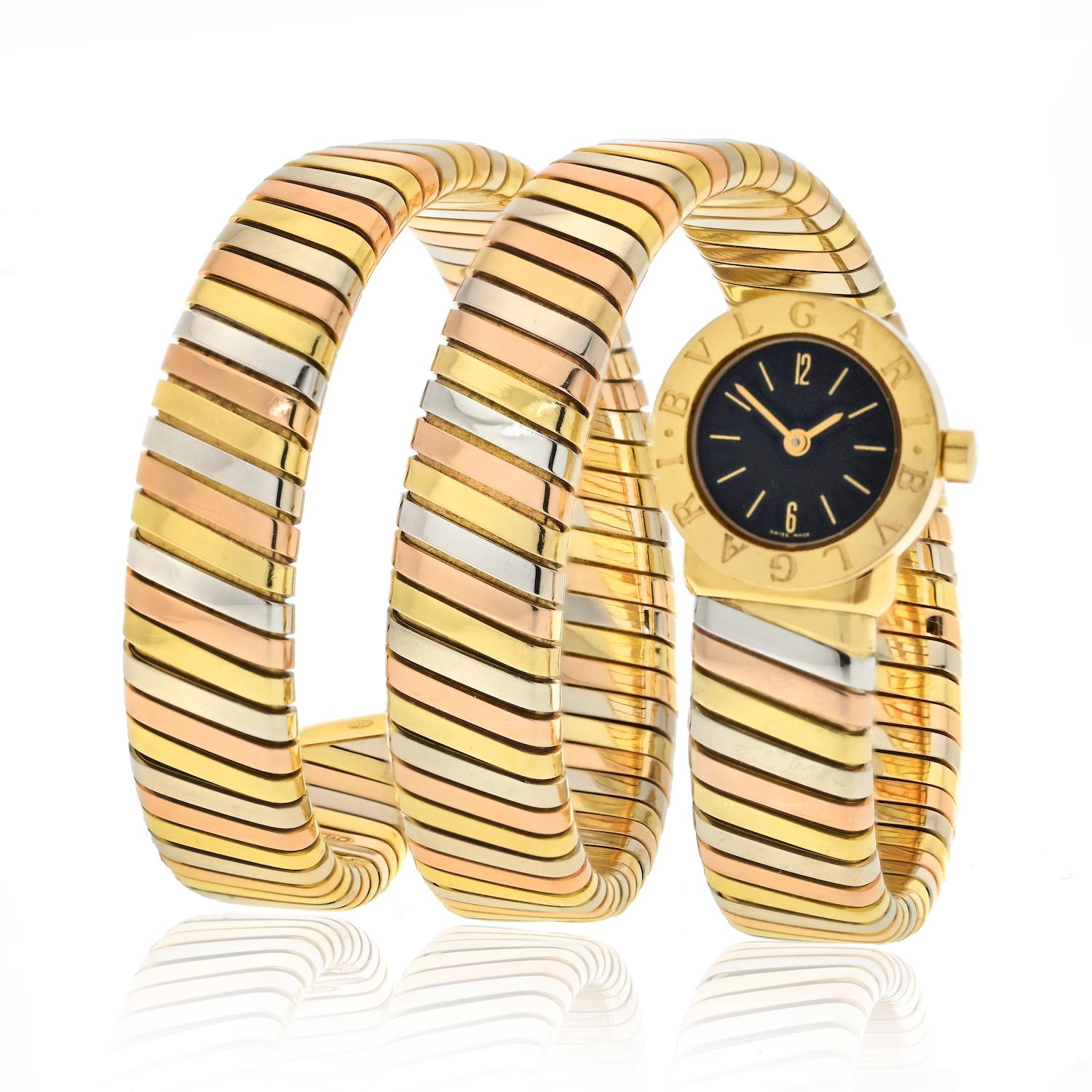 Modern Bvlgari 18K Tri Color BB191T Tricolor Tubogas Watch For Sale