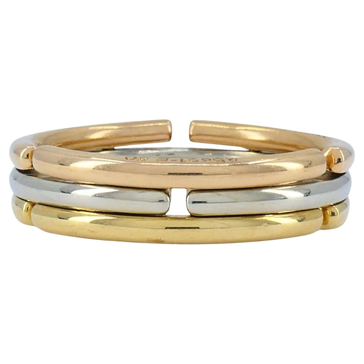 Bvlgari 18 Karat dreifarbiger Goldring zusammenklappbar im Angebot