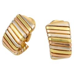 Bvlgari 18k tricolored gold Tubogas earrings