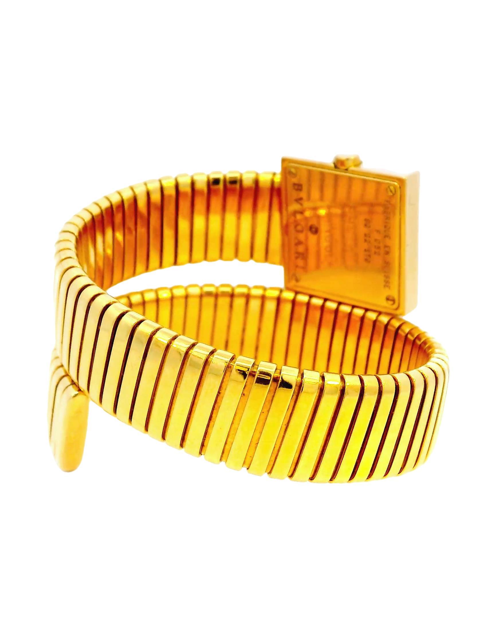 Bvlgari 18k tubogas carré cadran noir Pour femmes en vente