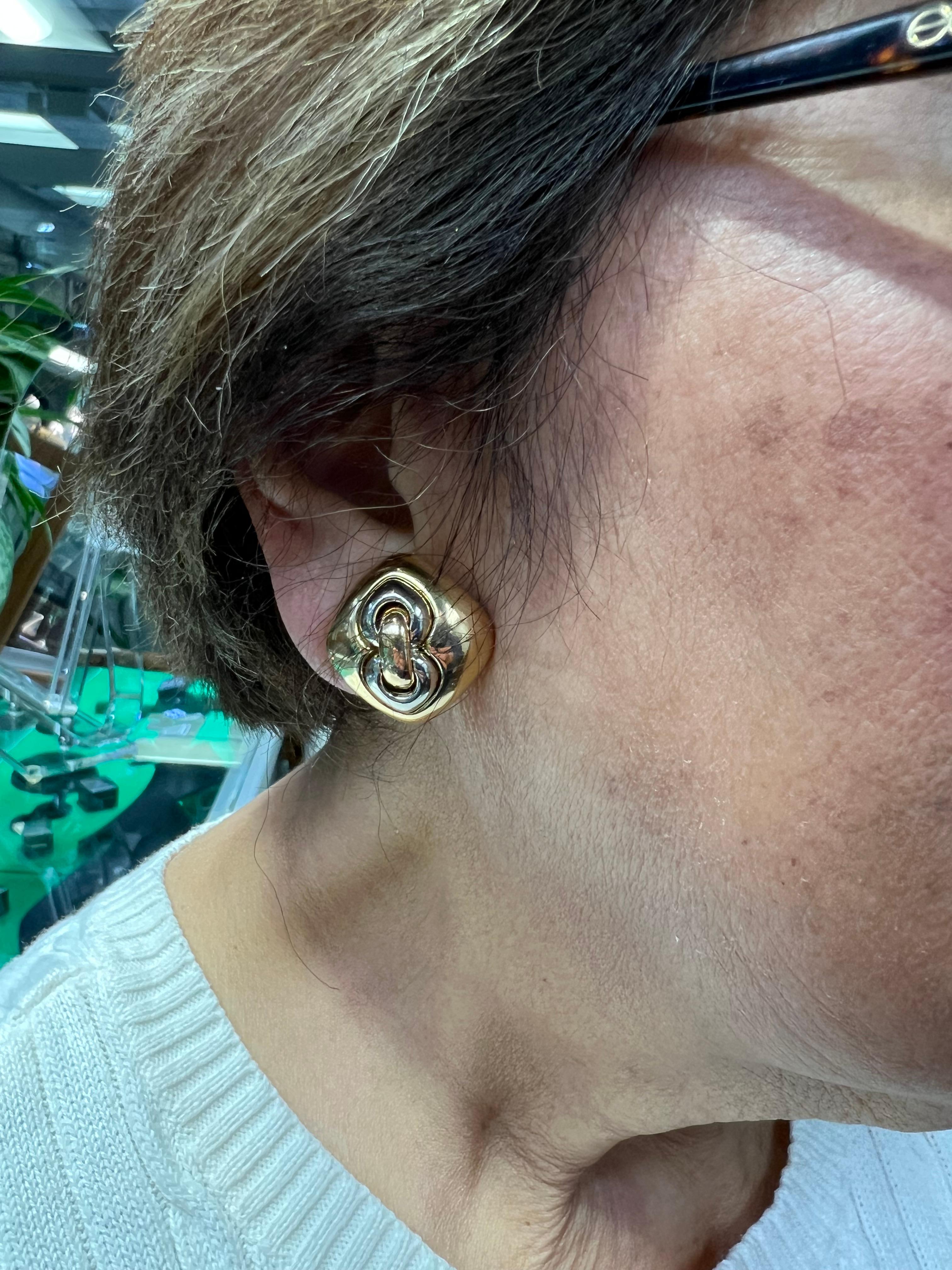Contemporain Bvlgari Boucles d'oreilles à clip en deux tons 18k en vente