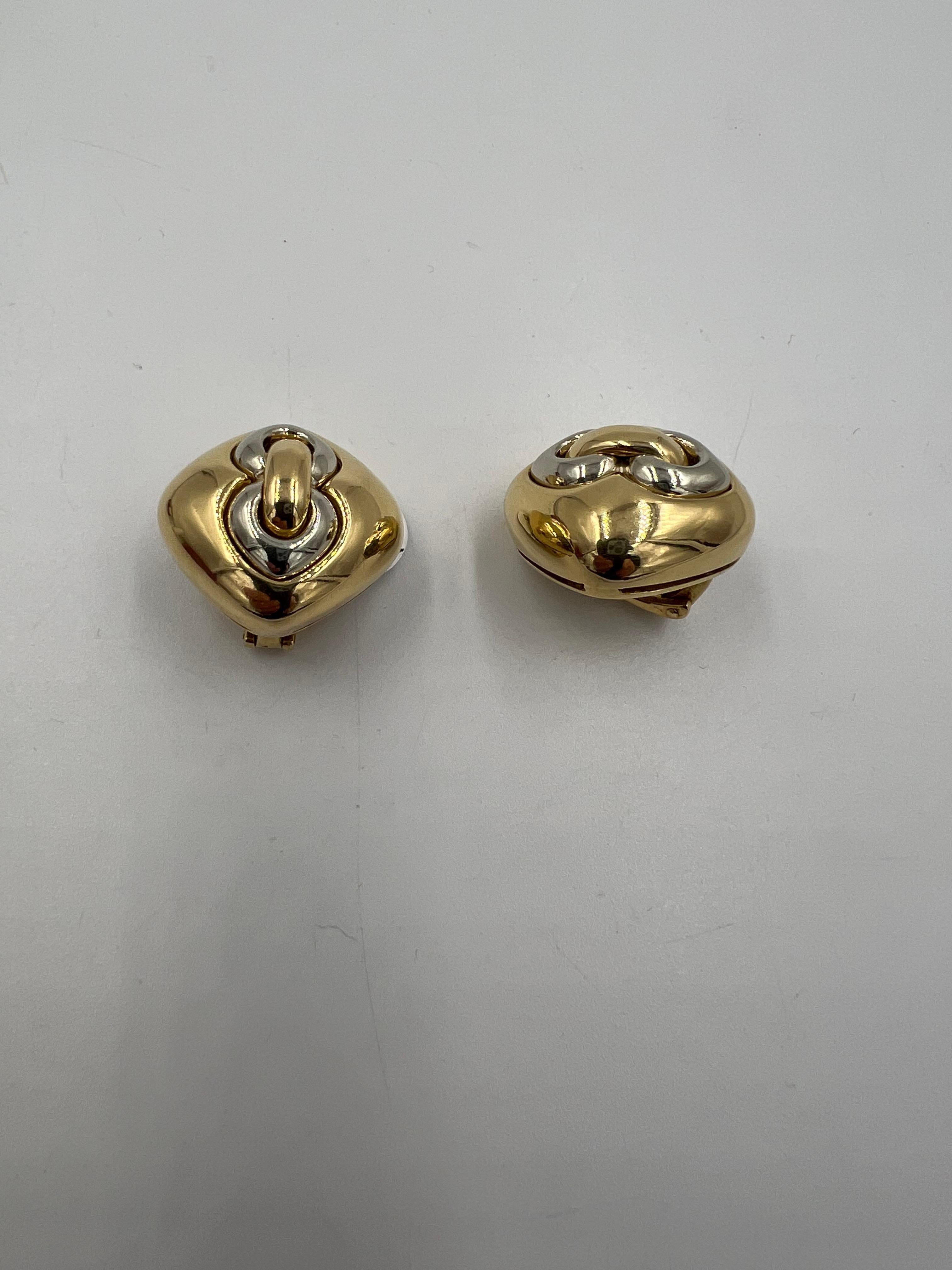 Bvlgari Boucles d'oreilles à clip en deux tons 18k en vente 2