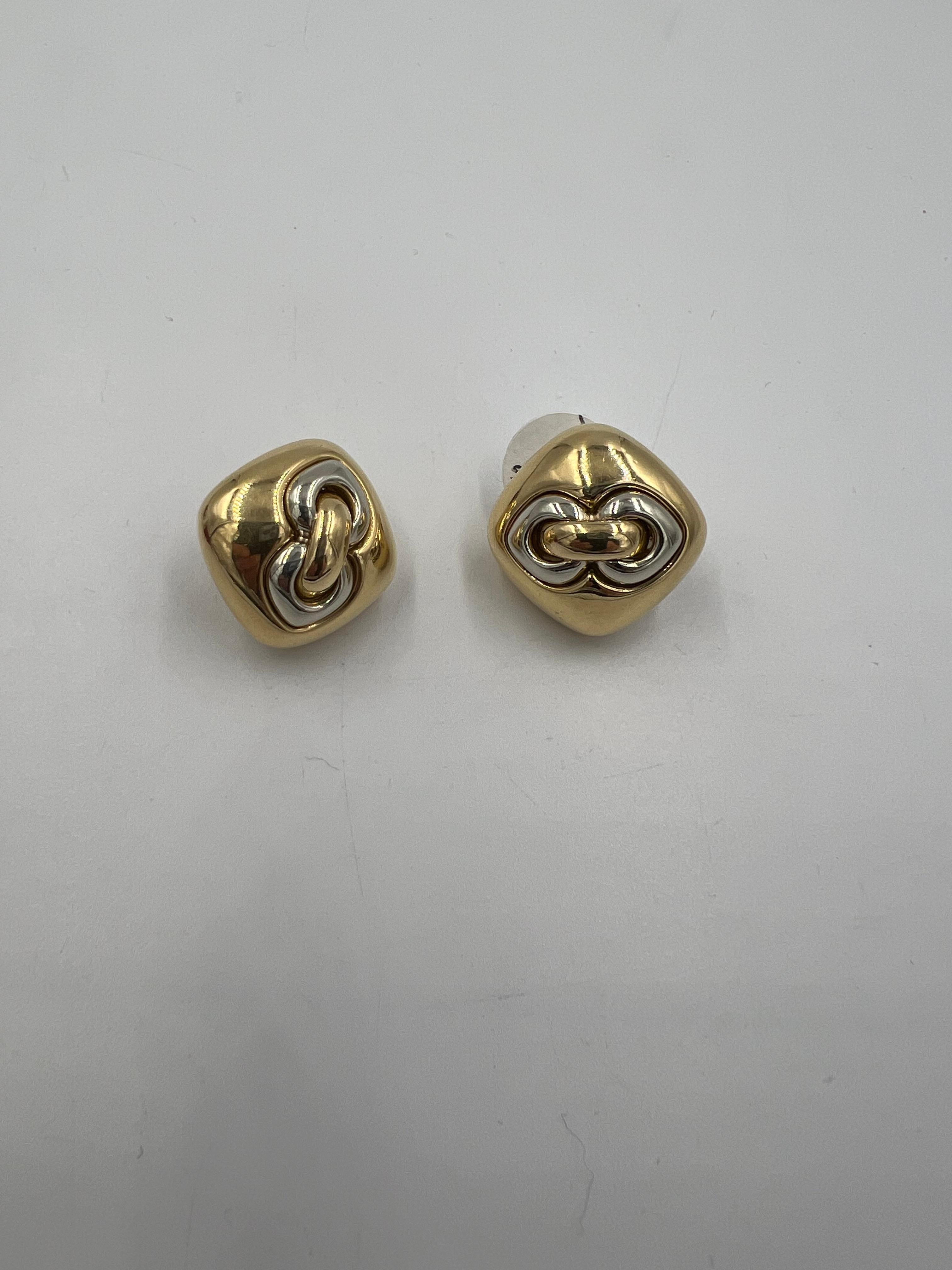 Bvlgari Boucles d'oreilles à clip en deux tons 18k en vente 3
