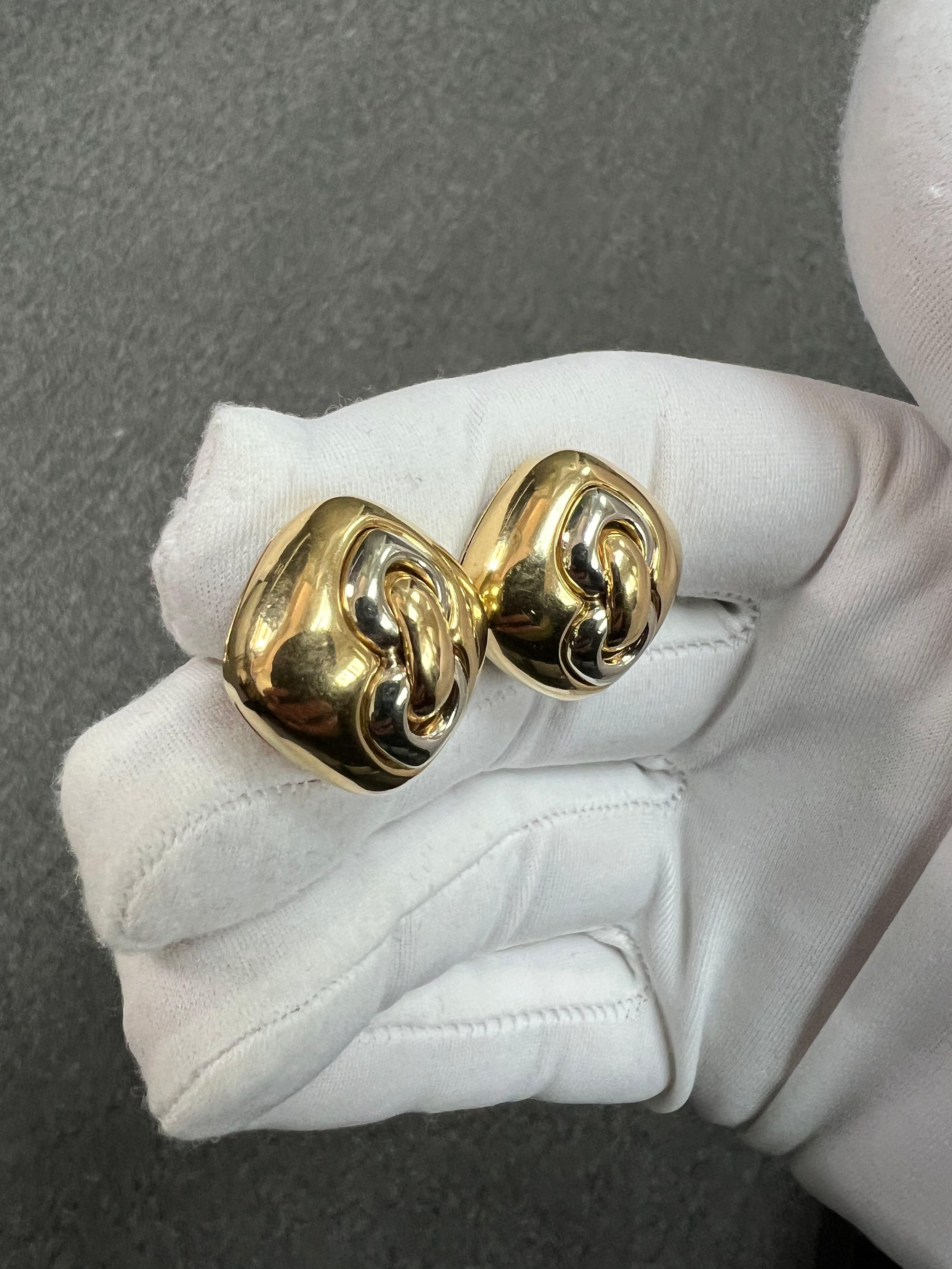 Bvlgari Boucles d'oreilles à clip en deux tons 18k en vente 6