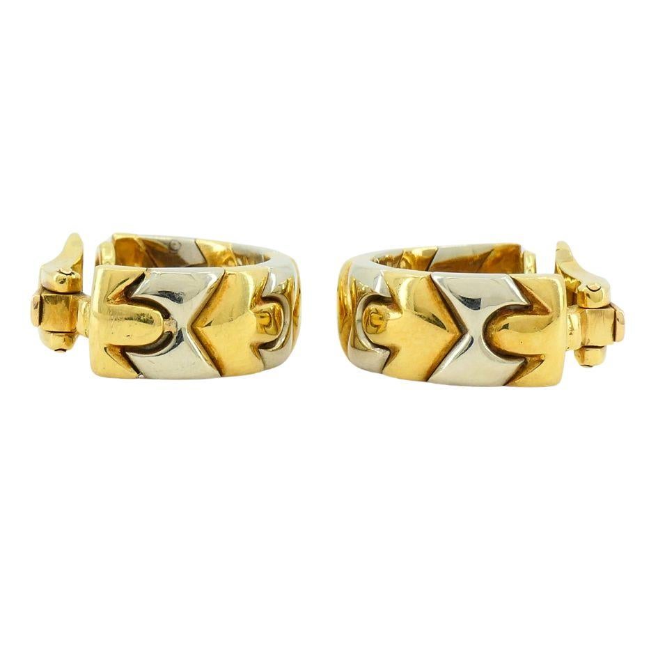 Bvlgari 18k Two-tone Gold Clip-on Huggie Alveare Earrings For Sale 7