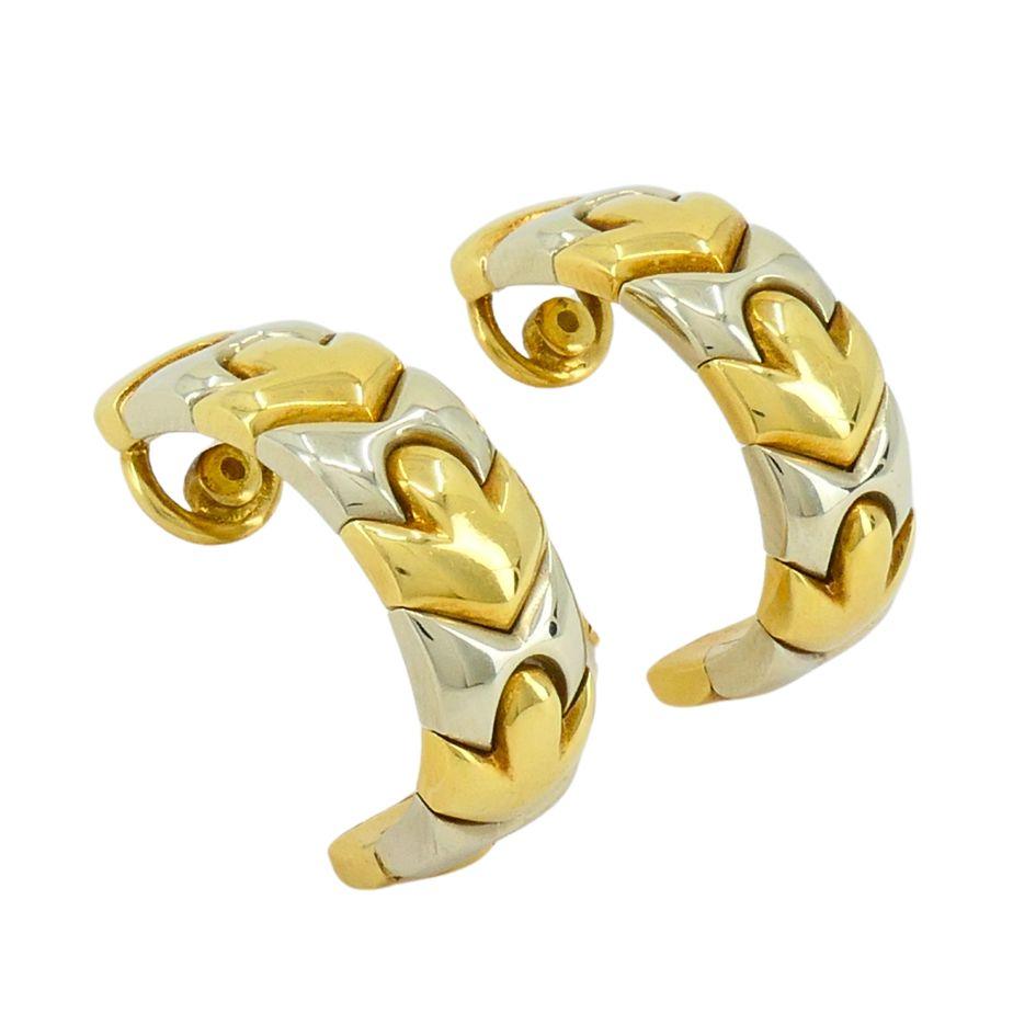 Women's Bvlgari 18k Two-tone Gold Clip-on Huggie Alveare Earrings For Sale