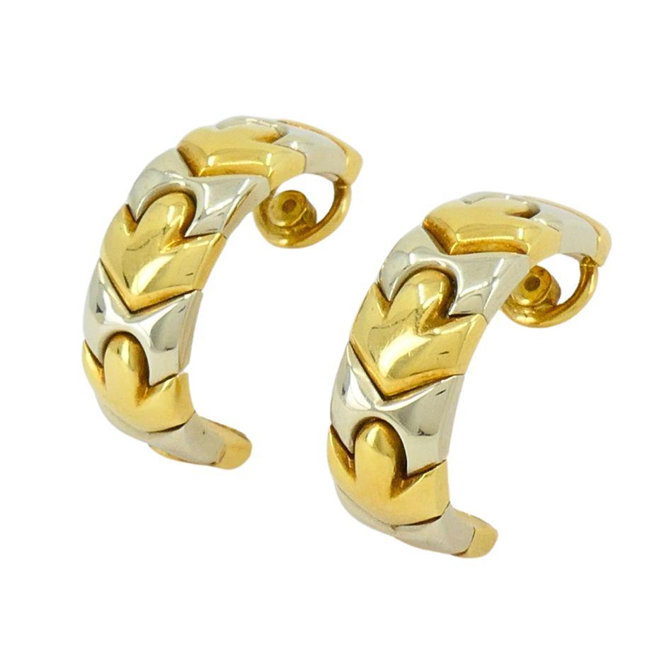 Bvlgari 18k Two-tone Gold Clip-on Huggie Alveare Earrings For Sale 1