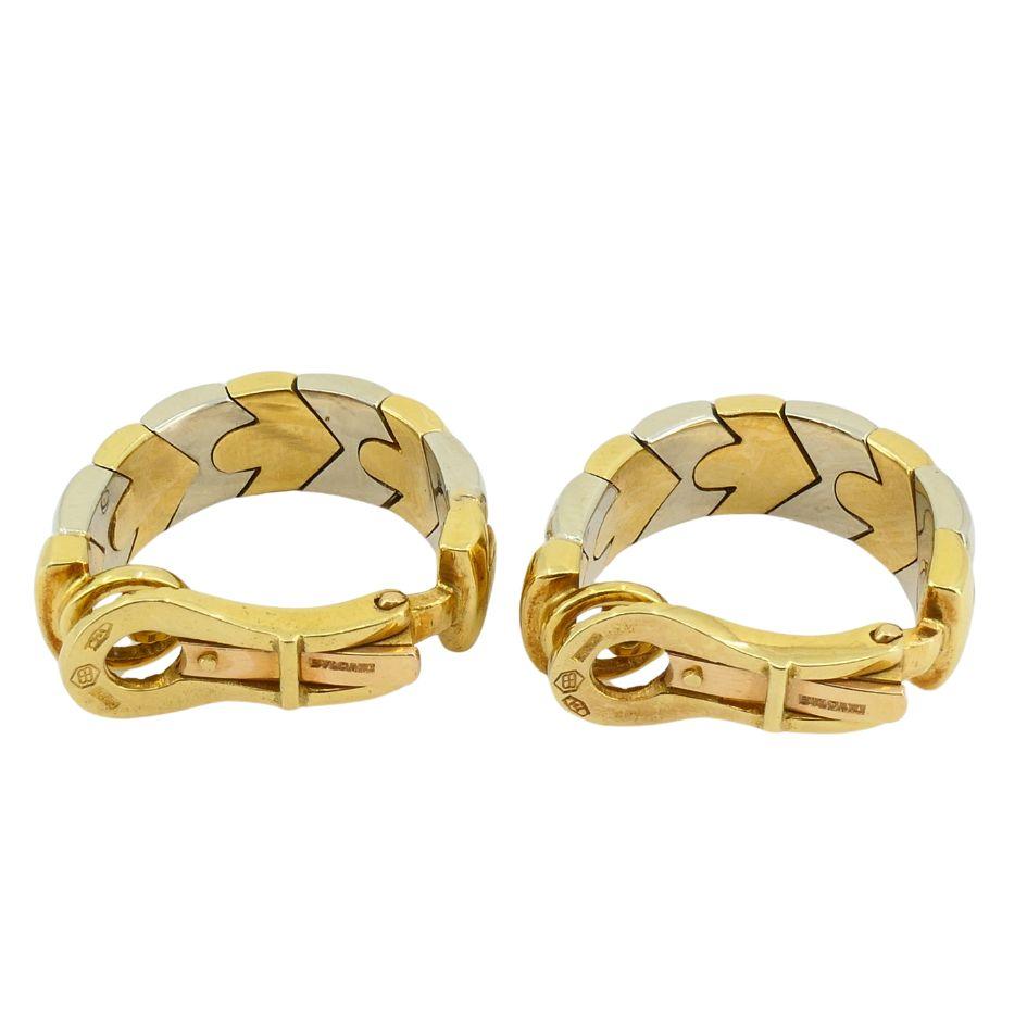 Bvlgari 18k Two-tone Gold Clip-on Huggie Alveare Earrings For Sale 4