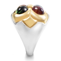 Bvlgari 18 Karat White and Yellow Gold Multi-Gemstone Band Ring